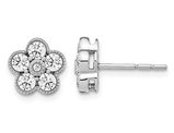 1.00 Carat (ctw D-E-F, VS2-SI1) Lab Grown Diamond Floral Post Earrings in 14K White Gold